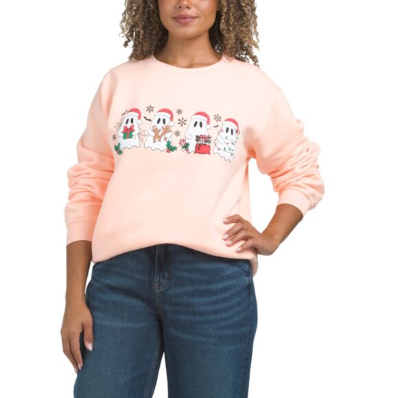 PACIFIC & CO Apricot Ghost Christmas Crew Neck Sweatshirt - Picture 1 of 2